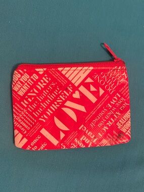 lululemon athletica Mini Coin Purse Pouch in Bright Red and Cream Text Print